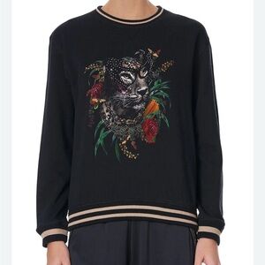 NWT CAMILLA ,  Large , Botanical Chronicles round neck embellished sweatshirt